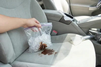como limpiar chocolate en el asiento del coche