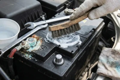limpieza de bornes sulfatados de bateria coche